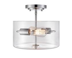 2-Light Semi-Flush Mount Ceiling Light in Chrome