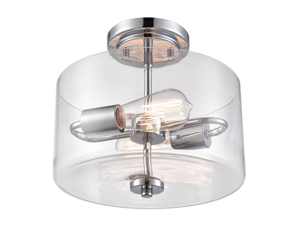 2-Light Semi-Flush Mount Ceiling Light in Chrome 