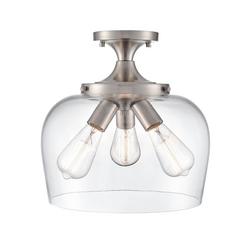 3-Light Semi-Flush Mount Ceiling Light in Brushed Nickel