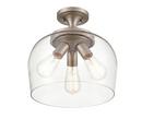 3-Light 13 in. Wide Semi-Flush Ceiling Fixture in Brushed Nickel