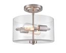 2-Light 11 in. Wide Semi-Flush Drum Ceiling Fixture in Brushed Nickel