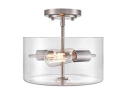 2-Light Semi-Flush Mount Ceiling Light in Brushed Nickel