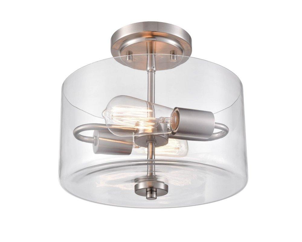 2-Light Semi-Flush Mount Ceiling Light in Brushed Nickel 