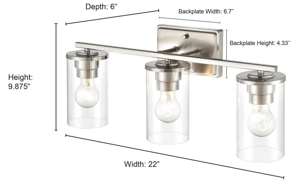 3-Light Vanity Fixture in Brushed Nickel 