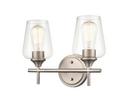2-Light 14 in. Wide Bathroom Vanity Light in Brushed Nickel