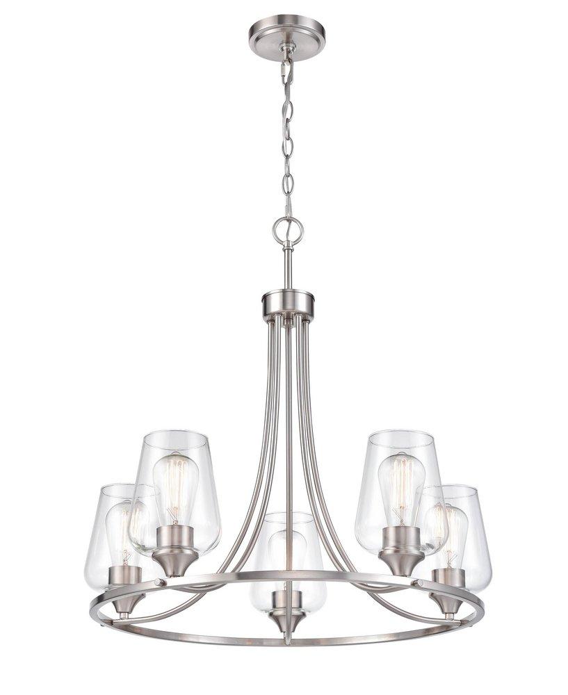 5-Light Chandelier Ceiling Light in Brushed Nickel 