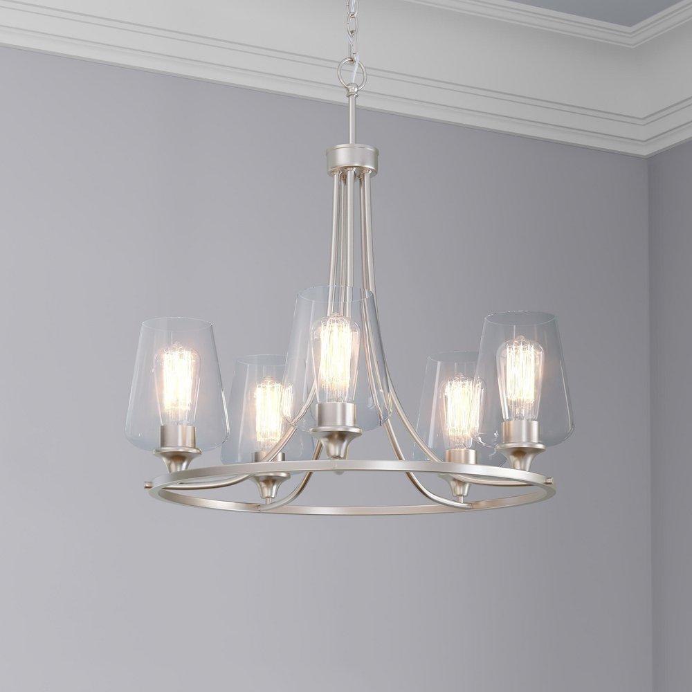 5-Light Chandelier Ceiling Light in Brushed Nickel 