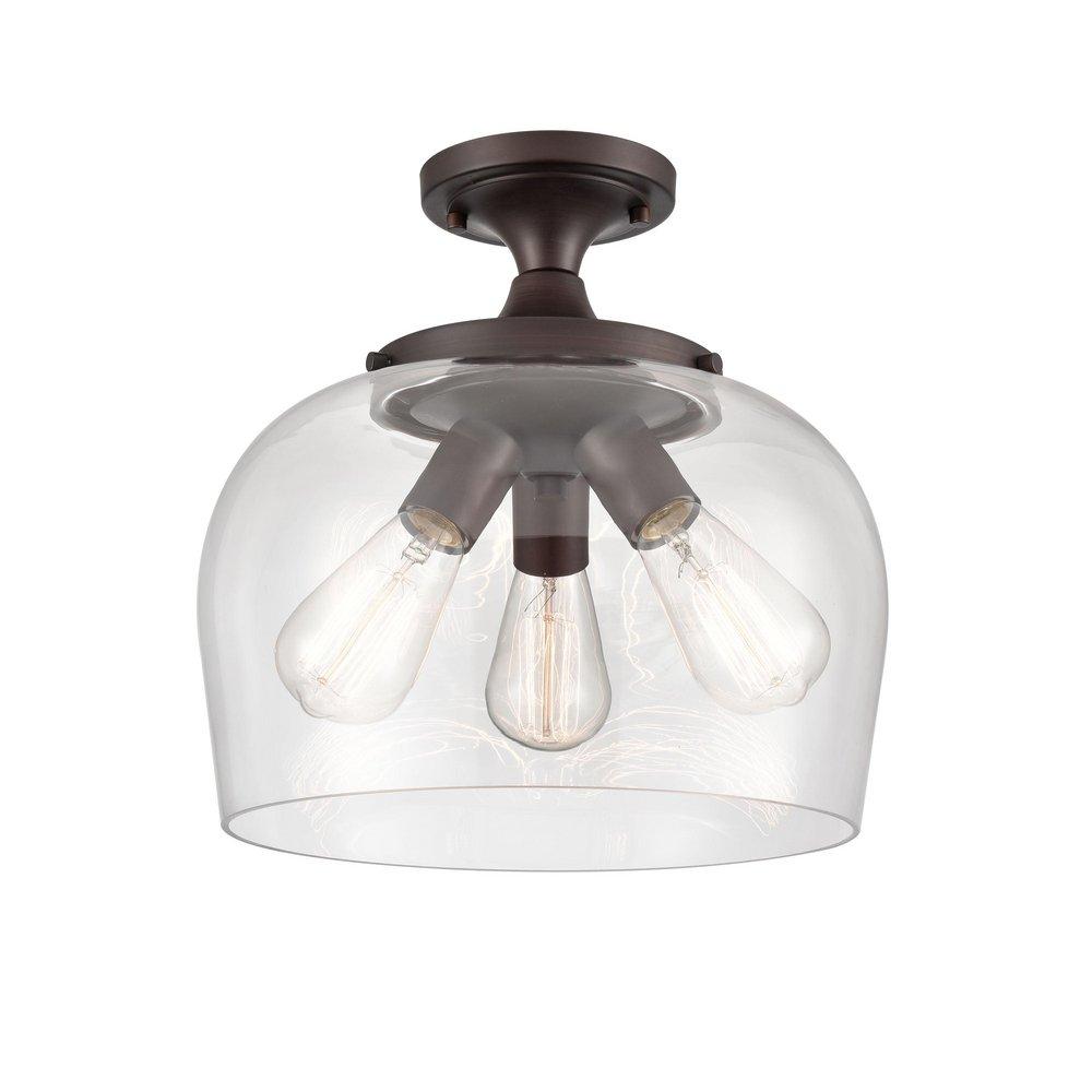3-Light Semi-Flush Mount Ceiling Light in Rubbed Bronze 
