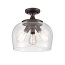 3-Light Semi-Flush Mount Ceiling Light in Rubbed Bronze
