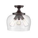 3-Light Semi-Flush Mount Ceiling Light in Rubbed Bronze 