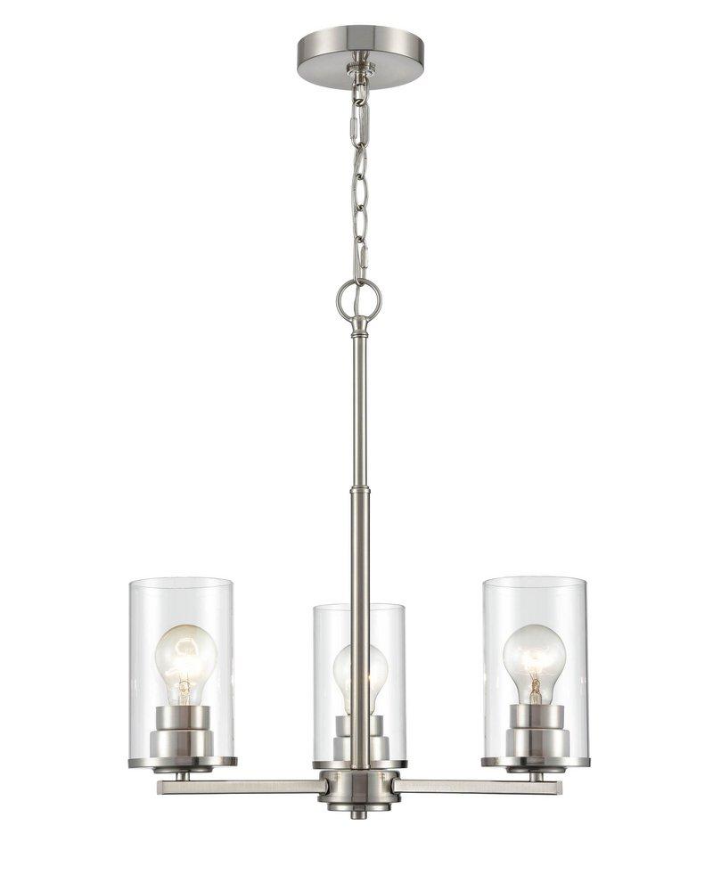 3-Light Chandelier Ceiling Light in Brushed Nickel 