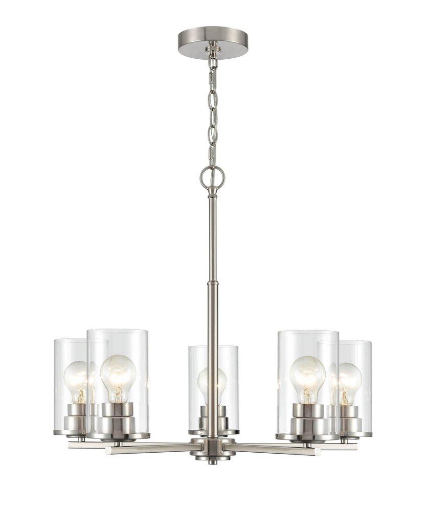 5-Light Chandelier Ceiling Light in Brushed Nickel 