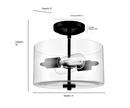 2-Light Semi-Flush Mount Ceiling Light in Matte Black 