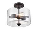 2-Light Semi-Flush Mount Ceiling Light in Matte Black 