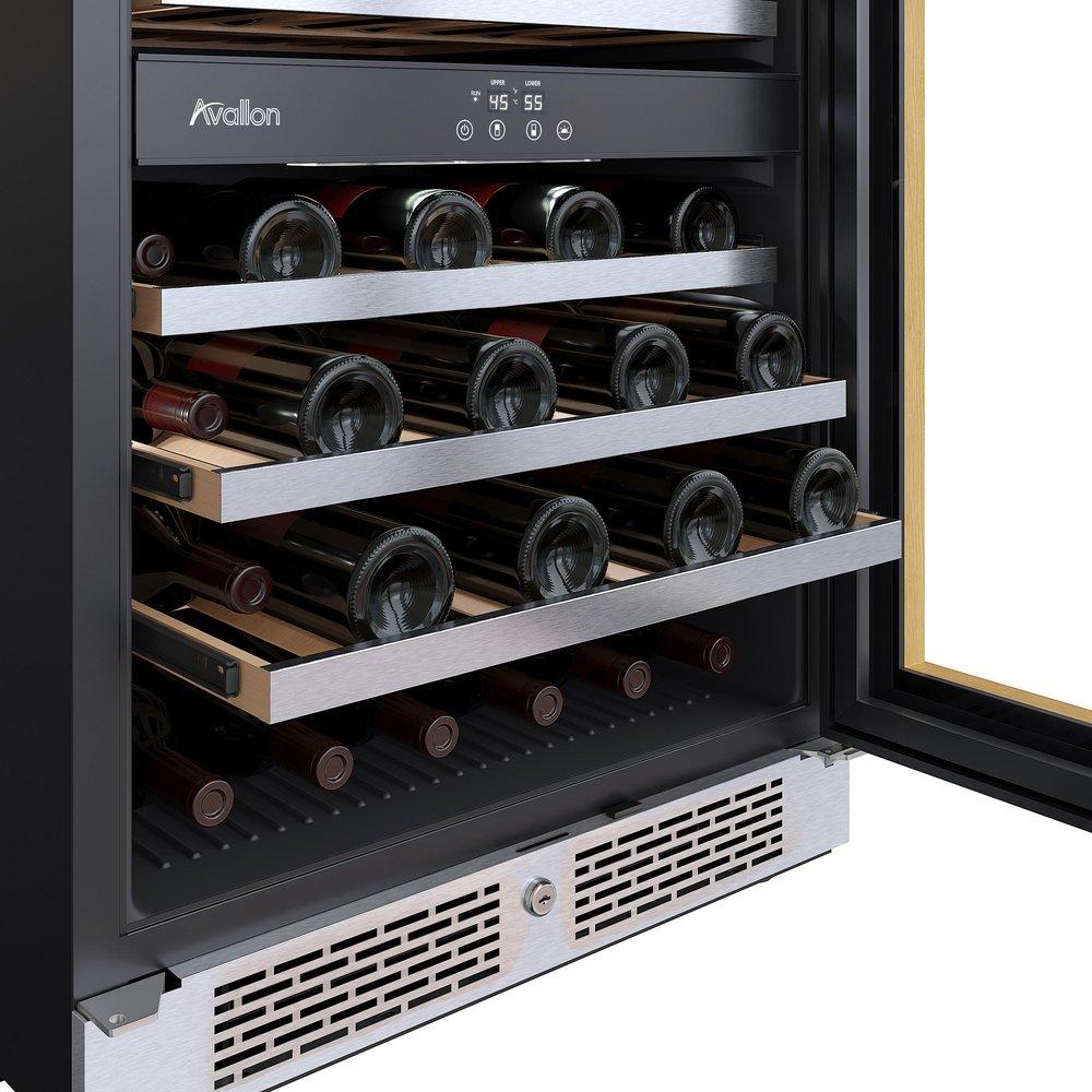 24 in. 45 Bottle Built-In Dual Zone Panel Ready Wine Refrigerator 