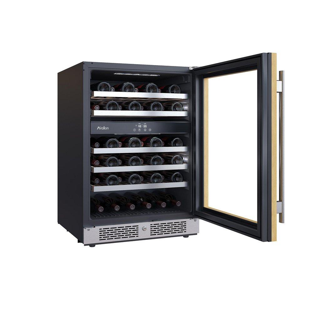 24 in. 45 Bottle Built-In Dual Zone Panel Ready Wine Refrigerator 
