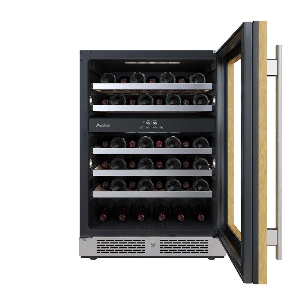 24 in. 45 Bottle Built-In Dual Zone Panel Ready Wine Refrigerator 