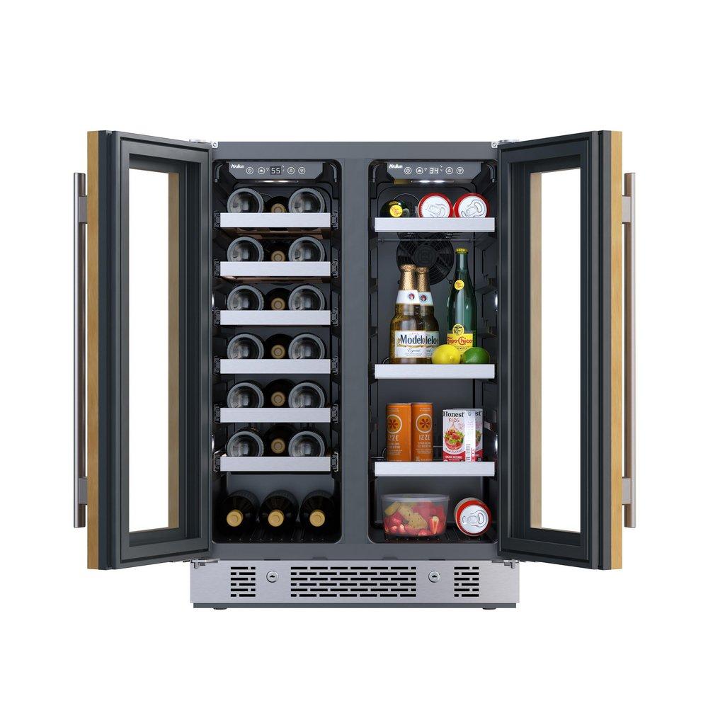 24 in. 21 Bottle Built-In French Door Panel Ready Wine and Beverage Refrigerator 