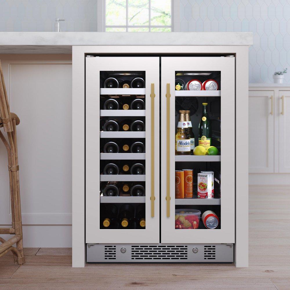 24 in. 21 Bottle Built-In French Door Panel Ready Wine and Beverage Refrigerator 