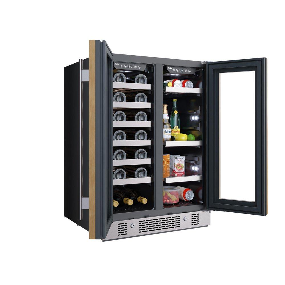24 in. 21 Bottle Built-In French Door Panel Ready Wine and Beverage Refrigerator 