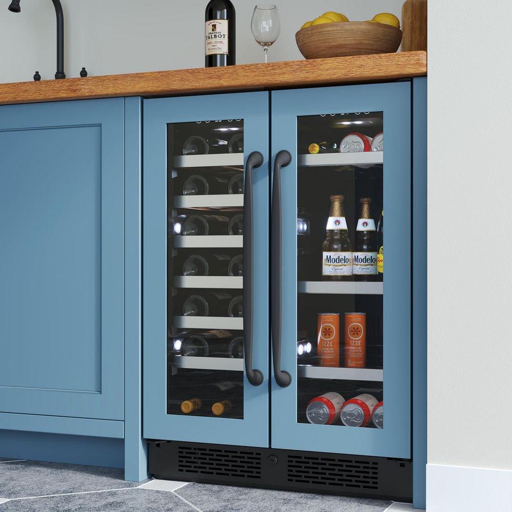 24 in. 21 Bottle Built-In French Door Panel Ready Wine and Beverage Refrigerator 