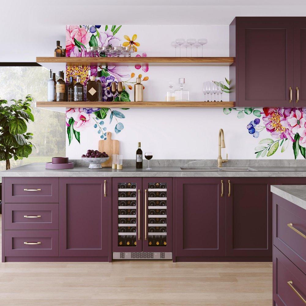 24 in. 42 Bottle Built-In French Door Panel Ready Wine Refrigerator 