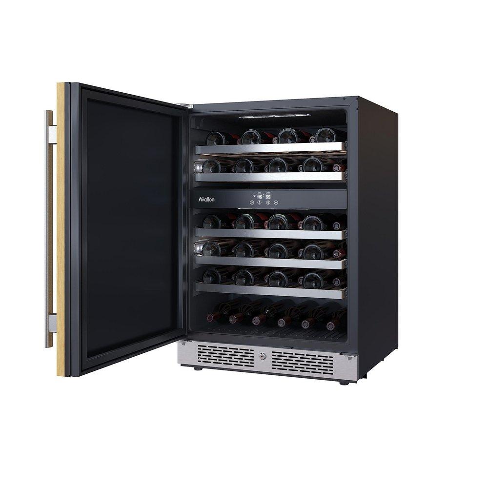 24 in. 45 Bottle Built-In Dual Zone Panel Ready Wine Refrigerator with Solid Door 