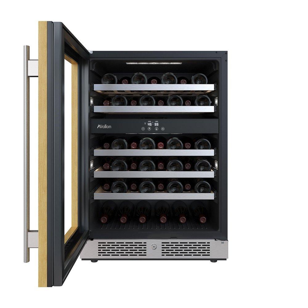 24 in. 45 Bottle Built-In Dual Zone Panel Ready Wine Refrigerator 