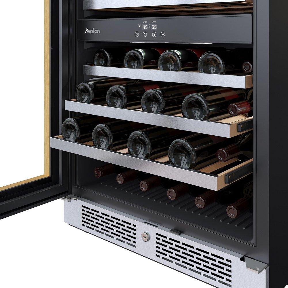 24 in. 45 Bottle Built-In Dual Zone Panel Ready Wine Refrigerator 