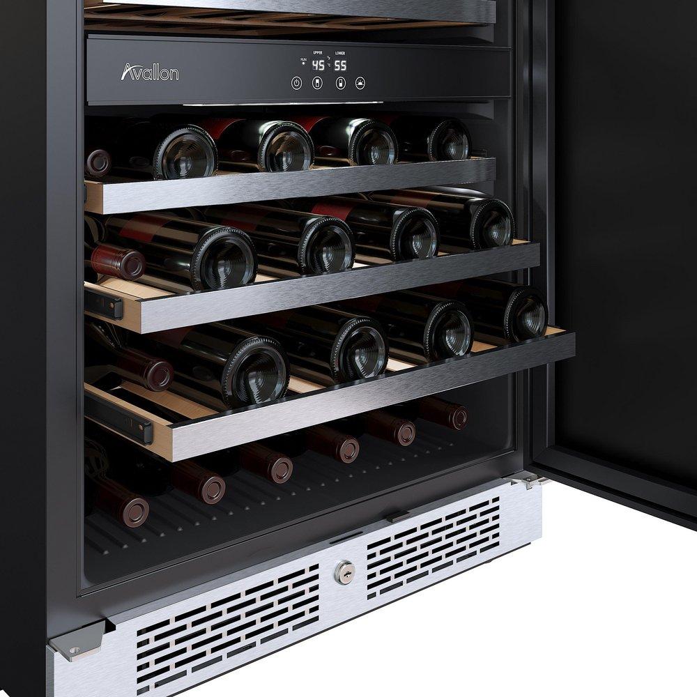 24 in. 45 Bottle Built-In Dual Zone Panel Ready Wine Refrigerator with Solid Door 