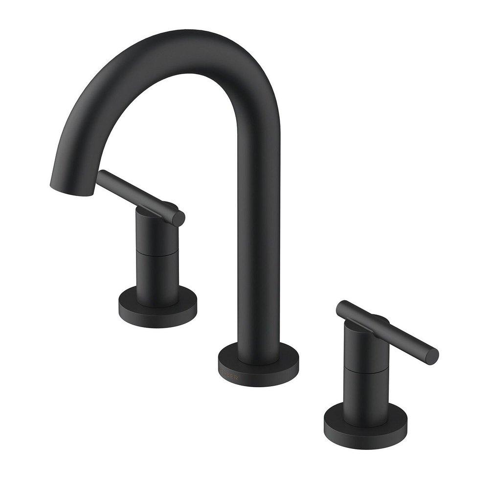 PARMA TRIM LINE 2H WIDESPREAD LAVATORY FAUCET W/ METAL TOUCH DOWN DRAIN 1.2GPM SATIN BLACK 