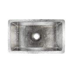 30 x 18-1/2 in. No-Hole Copper Single Bowl Undermount Kitchen Sink in Polished Nickel