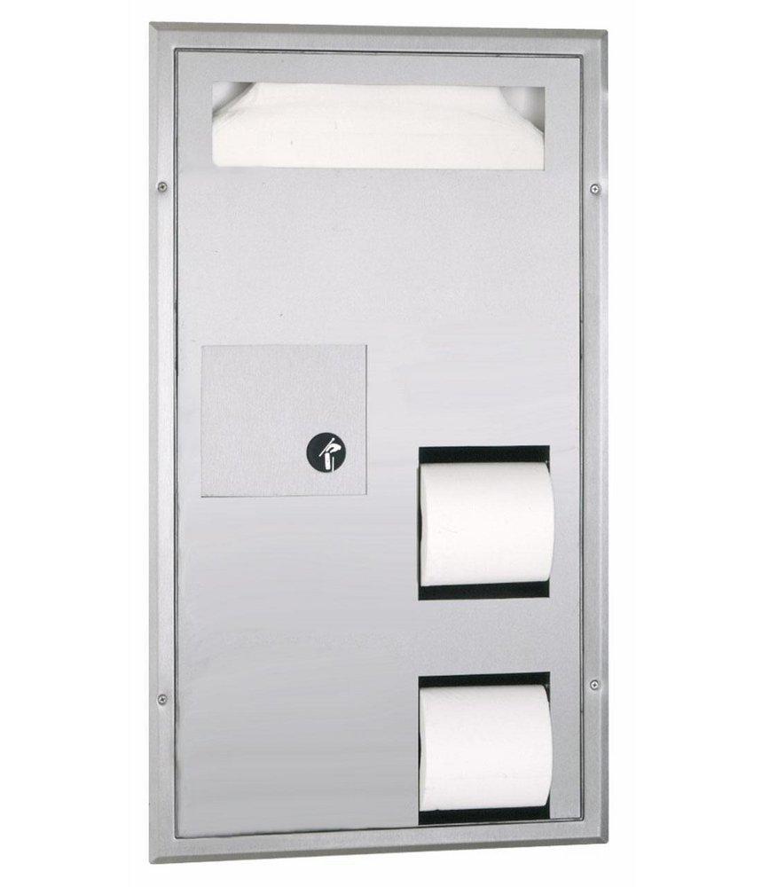 Sanitary Napkin, Toilet Seat Cover & Toilet Tissue Combination Dispenser 