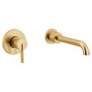 Single Handle Wall Mount Tub Filler in Brushed Gold