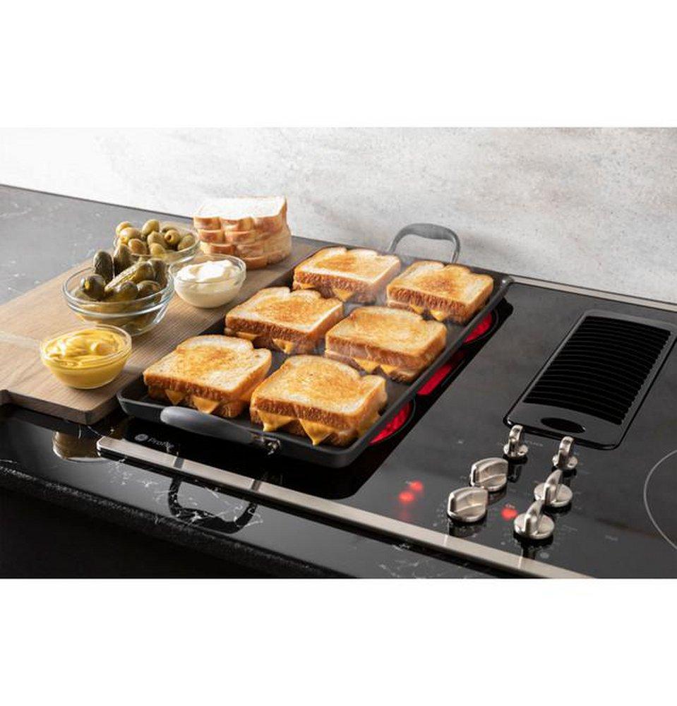 30 in. 4 Burner Downdraft Electric Cooktop in Black/Stainless Steel 