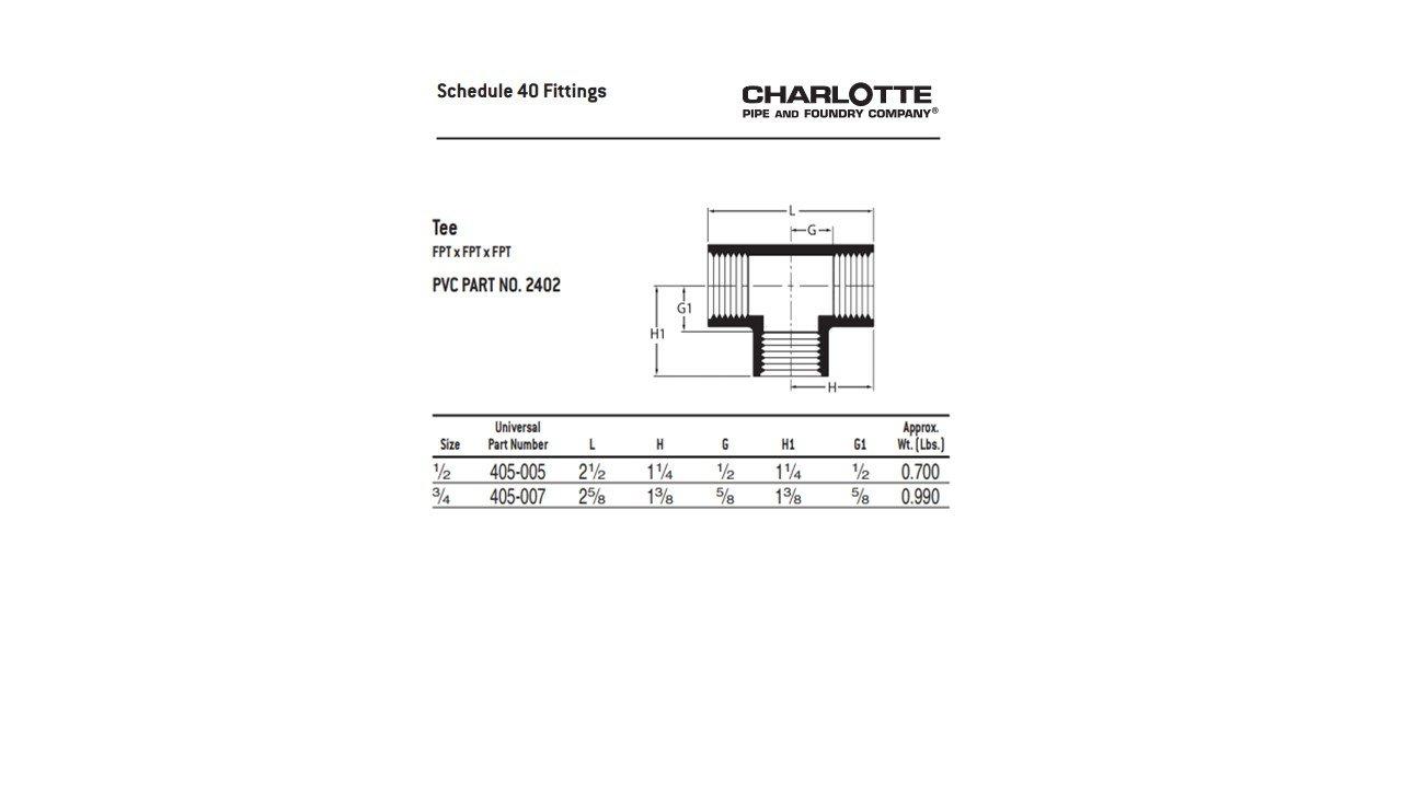 1/2 PVC S40 THRD TEE 