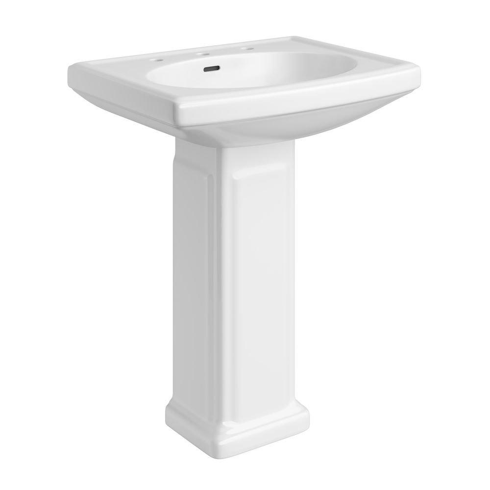 25-3/8 X 19-7/10 in. Rectangular Pedestal Sink with Base in White 