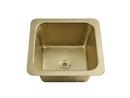 SQUARE DROP-IN OR UNDERMOUNT HAND HAMMERED SOLID BRASS BAR/PREP SINK WITH TAPERED WALLS, SATIN BRASS FINISH 