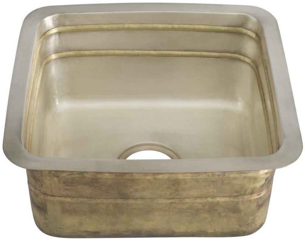 RECTANGULAR HAND HAMMERED SEAMLESS CONSTRUCTION SOLID COPPER SINK WITH THE ORGANIC CURVED CORNERS SIGNATURE OF THE QUINTANA COLLECTION 