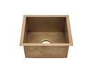 RECTANGULAR HAND HAMMERED SEAMLESS CONSTRUCTION SOLID COPPER SINK WITH ANTIQUE SATIN GOLD FINISH AND A CROCODILE INSPIRED TEXTURE 