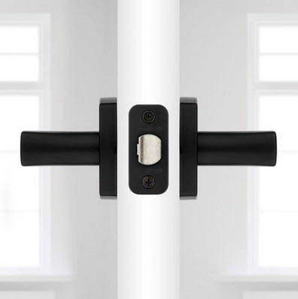 TRIPOLI PASSAGE HALL/CLOSET LEVER WITH SOFT MODERN ROSE IN MATTE BLACK 
