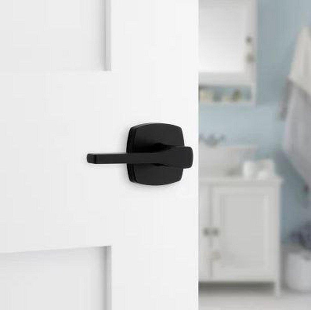 TRIPOLI PRIVACY BED/BATH LEVER WITH SOFT MODERN ROSE IN MATTE BLACK 