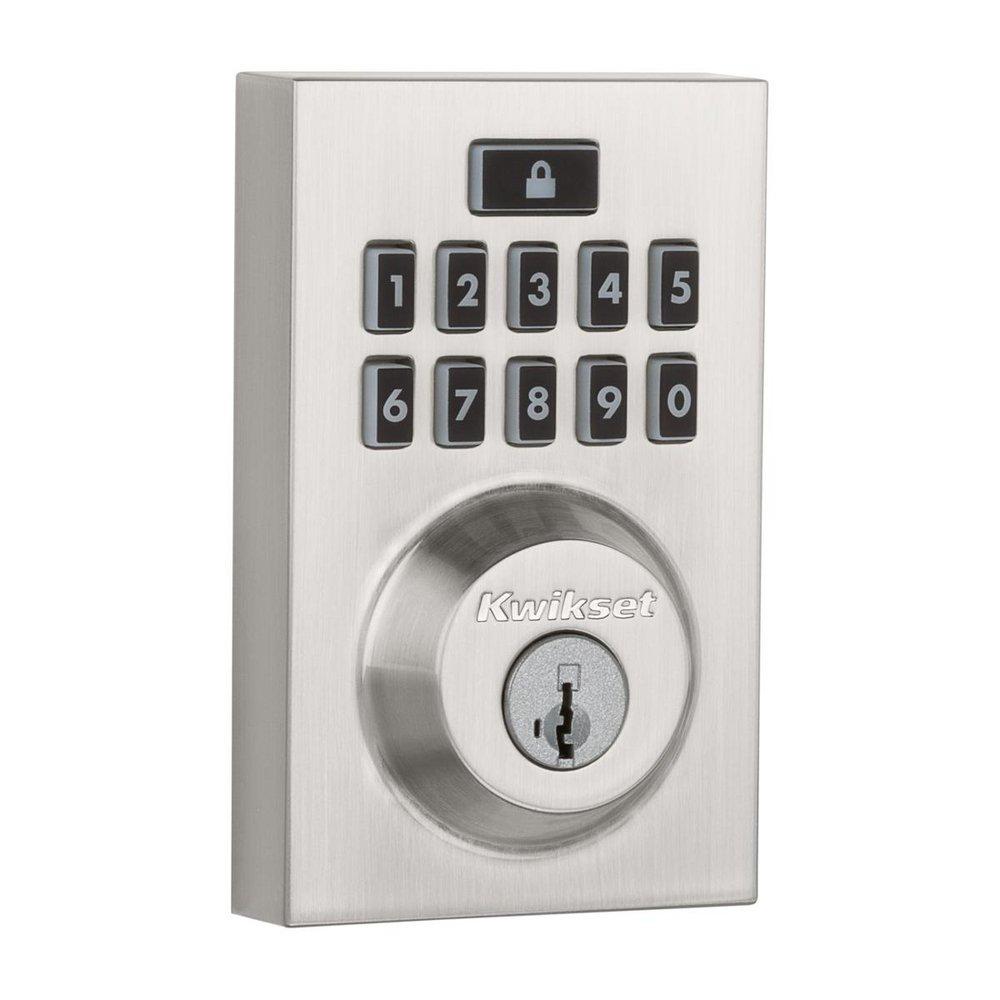 Kwikset Satin Nickel Deadbolt and Keyless Entry Lock in Satin Nickel 