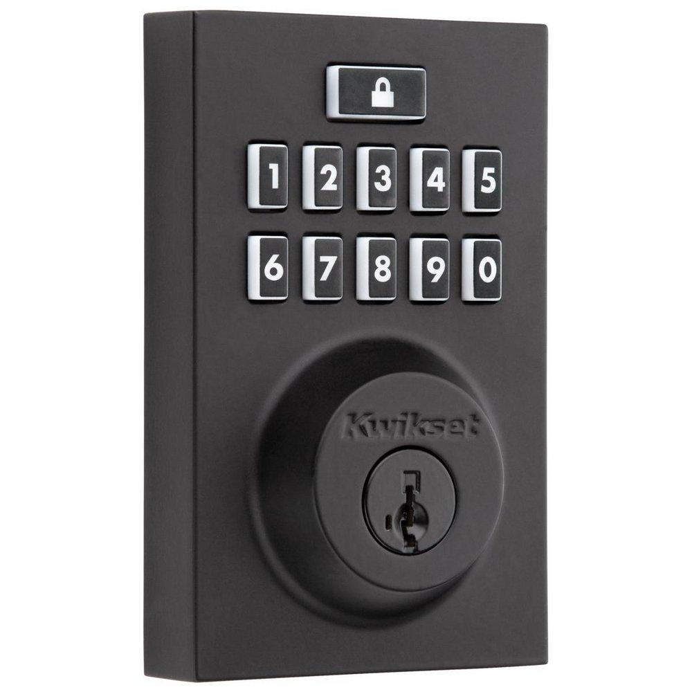 Kwikset Matte Black Deadbolt and Keyless Entry Lock in Matte Black 