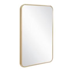20 x 30 in. Flat Edge Rectangular Framed Mirror in Brushed Gold