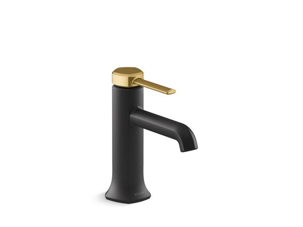 KOHLER Matte Black/Moderne Brass Single Handle Bathroom Sink Faucet 