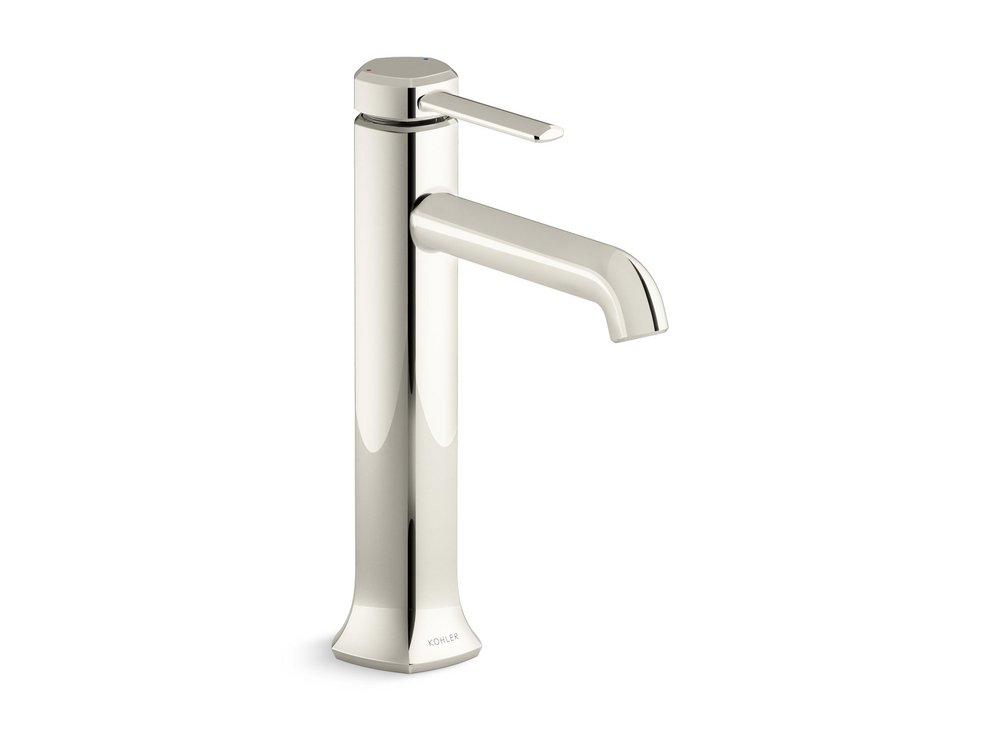 Single Handle Vessel Filler Bathroom Sink Faucet in Vibrant Polished Nickel 