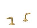 Bathroom Faucet Lever Handles in Vibrant Brushed Moderne Brass