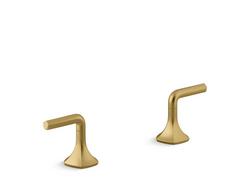 Bathroom Faucet Lever Handles in Vibrant Brushed Moderne Brass