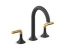 Bathroom Faucet Lever Handles in Matte Black / Brushed Moderne Brass (Handles Only)